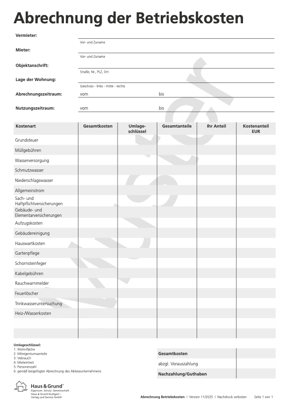 Betriebskostenabrechnung