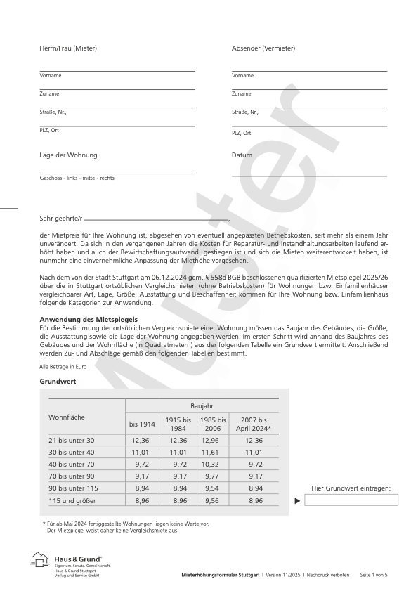 Mieterhöhung Stuttgart