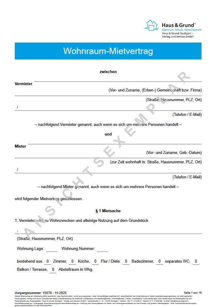 Wohnraummietvertrag (Online Formular)